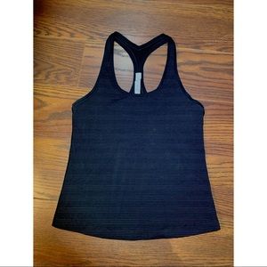 Lululemon Racerback Tank Black &Gold Stripe Detail